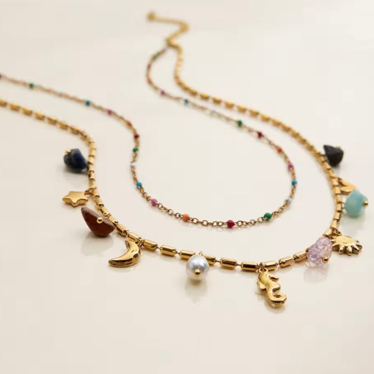 Frankie double Charm Necklace (preorder - arriving end March) - Little Bird Designs