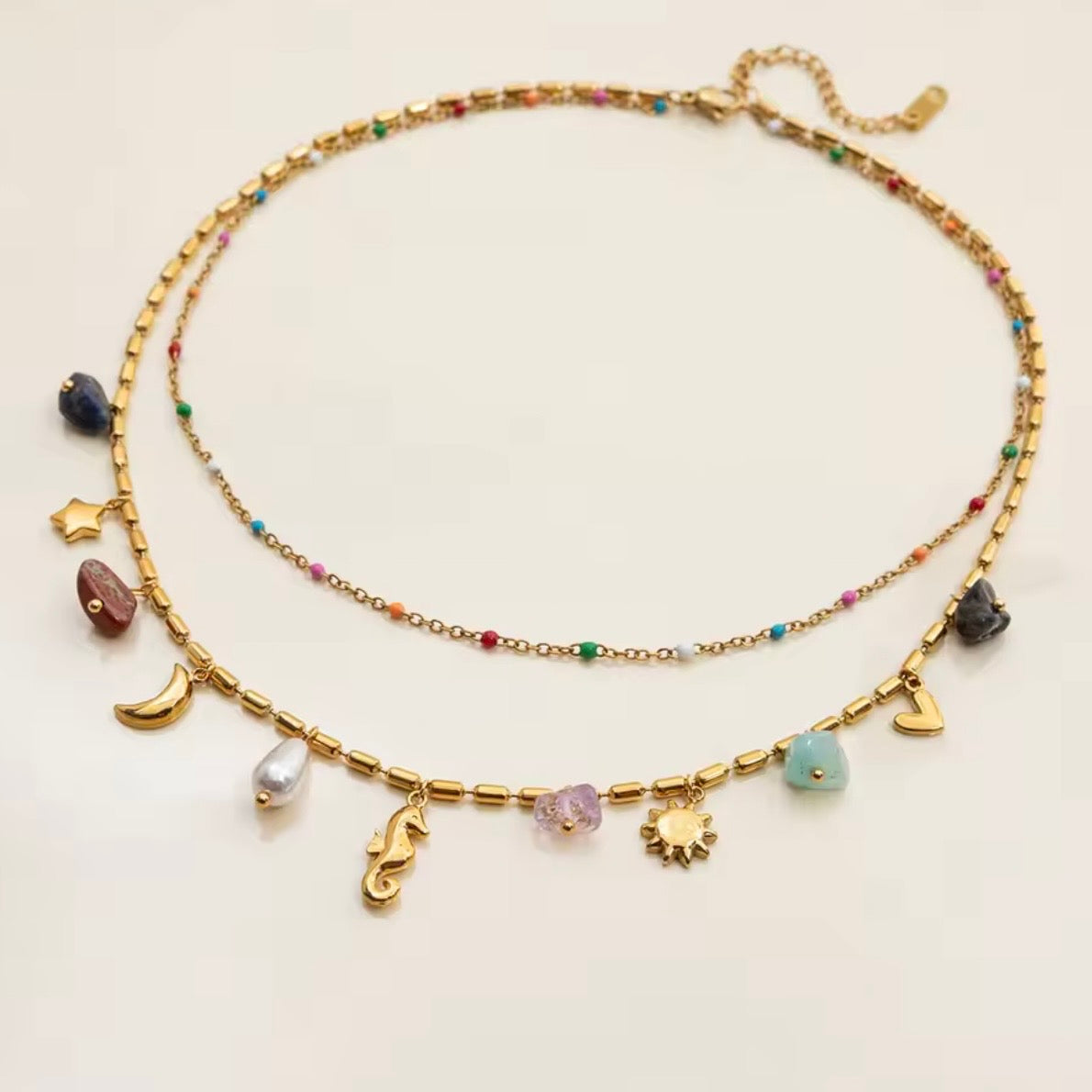Frankie double Charm Necklace (preorder - arriving end March) - Little Bird Designs