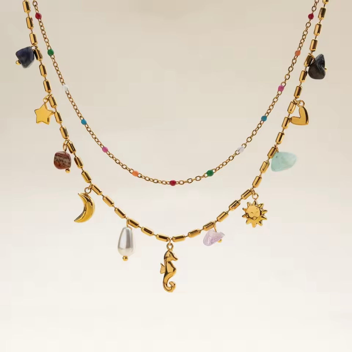 Frankie double Charm Necklace (preorder - arriving end March) - Little Bird Designs