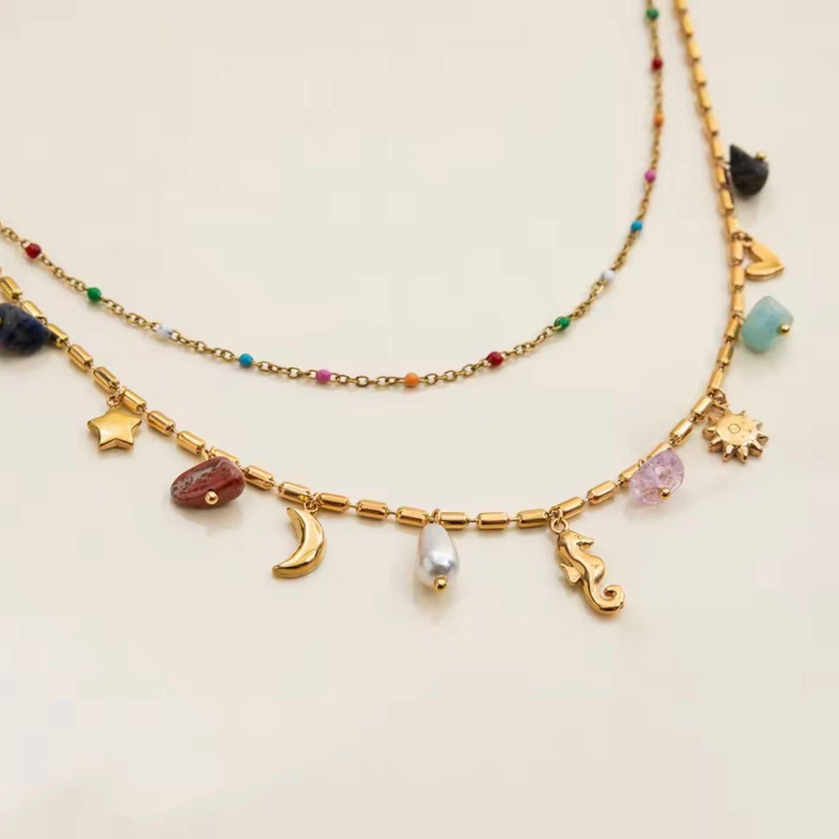 Frankie double Charm Necklace (preorder - arriving end March) - Little Bird Designs