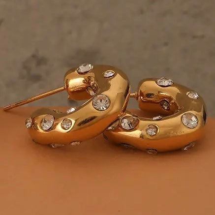Sierra Zirconia Chunky Hoop Earrings (preorder arriving mid August) - Little Bird Designs