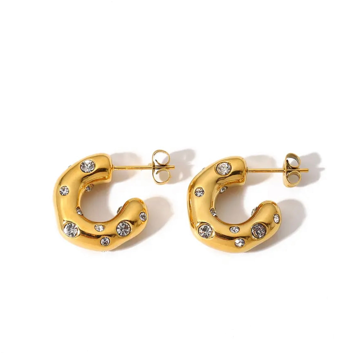 Sierra Zirconia Chunky Hoop Earrings (preorder arriving mid August) - Little Bird Designs