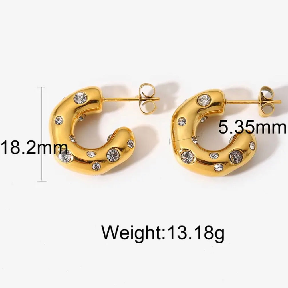 Sierra Zirconia Chunky Hoop Earrings (preorder arriving mid August) - Little Bird Designs