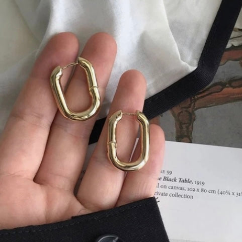 Layla Oval Hoop Earrings (preorder arriving mid June) - Little Bird Designs