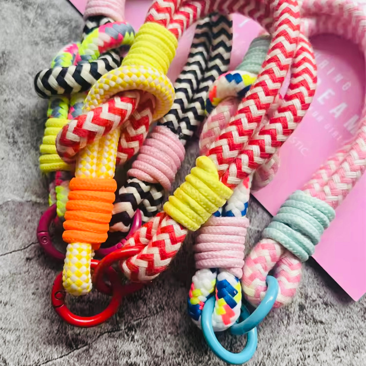 Colour pop rope keyrings - Little Bird Designs