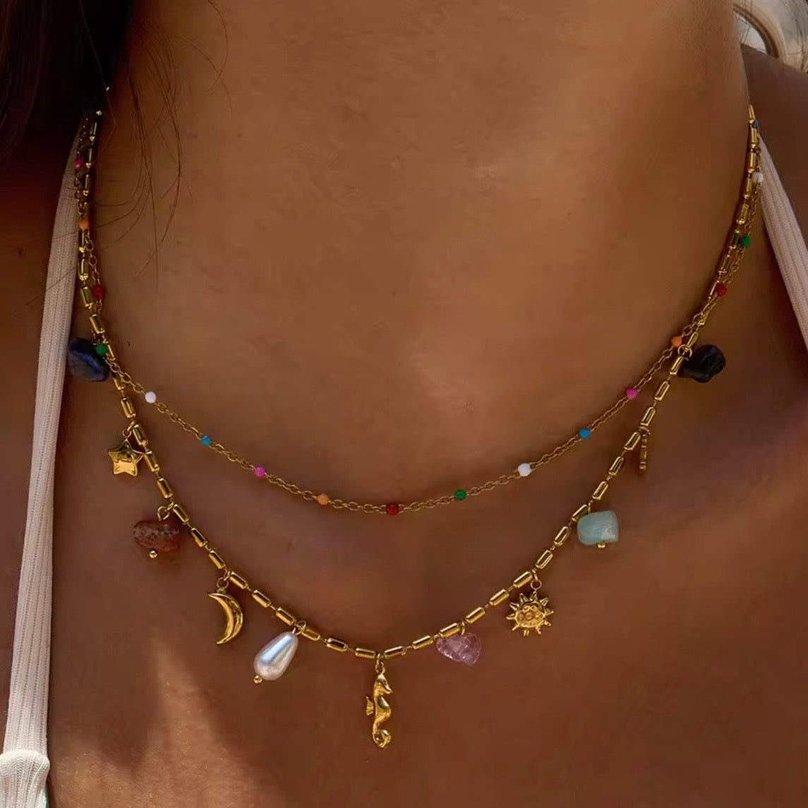 Frankie double Charm Necklace (preorder - arriving end March) - Little Bird Designs