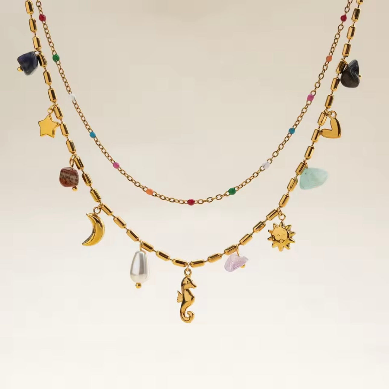 Frankie double Charm Necklace (preorder - arriving end March) - Little Bird Designs
