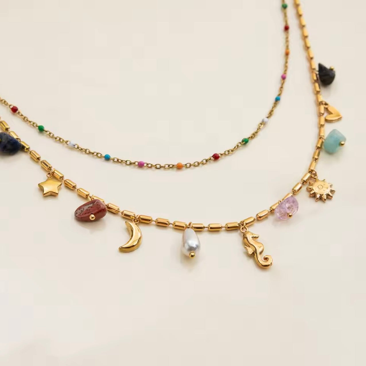 Frankie double Charm Necklace (preorder - arriving end March) - Little Bird Designs