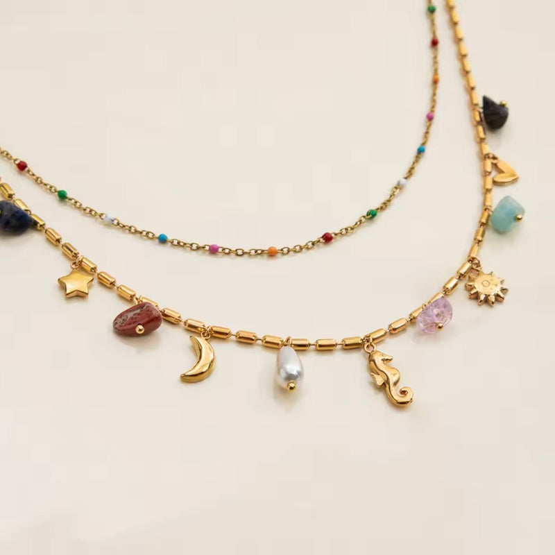 Frankie double Charm Necklace (preorder - arriving end March) - Little Bird Designs
