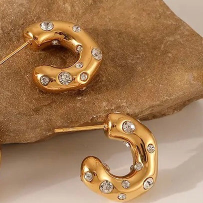 Sierra Zirconia Chunky Hoop Earrings (preorder arriving mid August) - Little Bird Designs