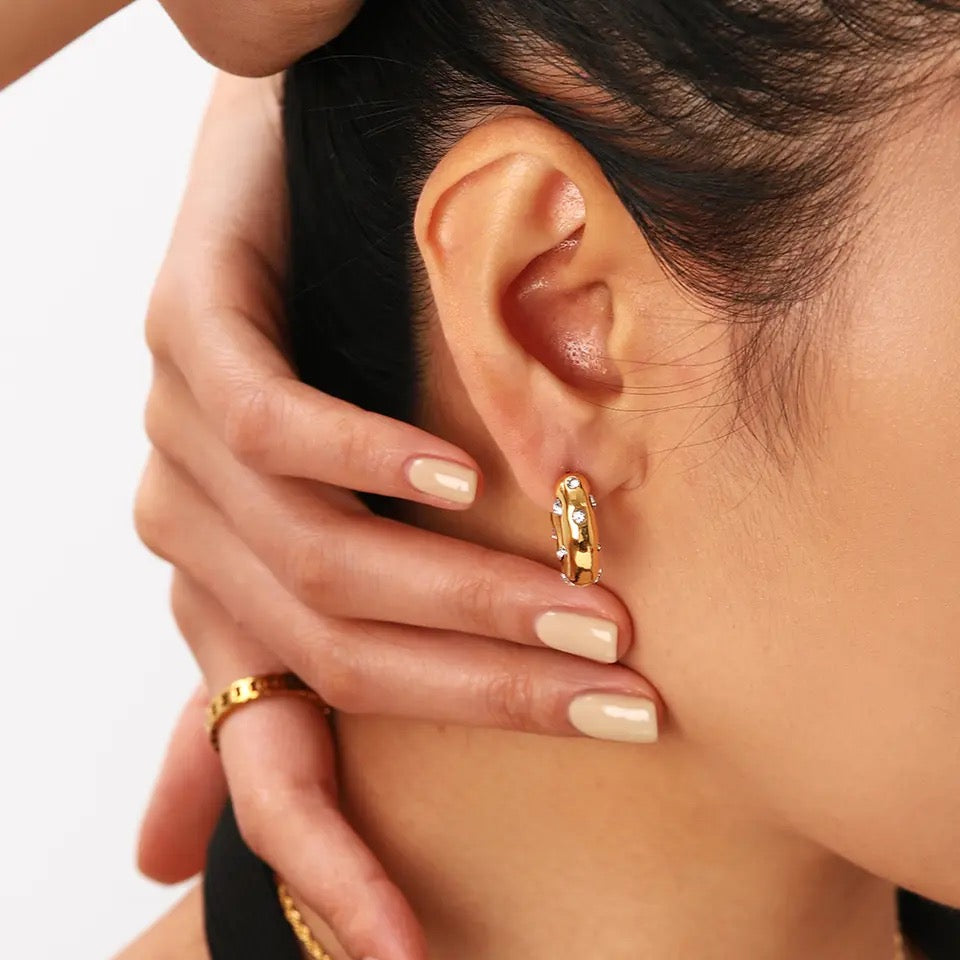 Sierra Zirconia Chunky Hoop Earrings (preorder arriving mid August) - Little Bird Designs