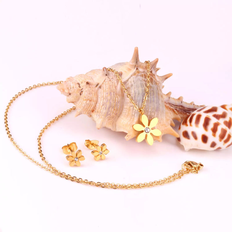 Alice Flower Earring and Necklace Set (preorder- arriving start December) - Little Bird Designs