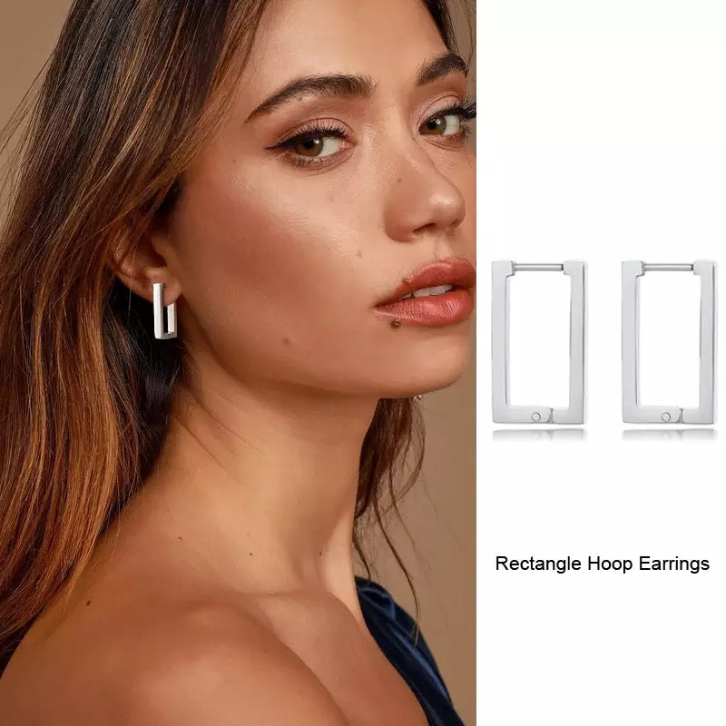 Georgia Rectangle Hoop Earrings - preorder (arriving end September) - Little Bird Designs