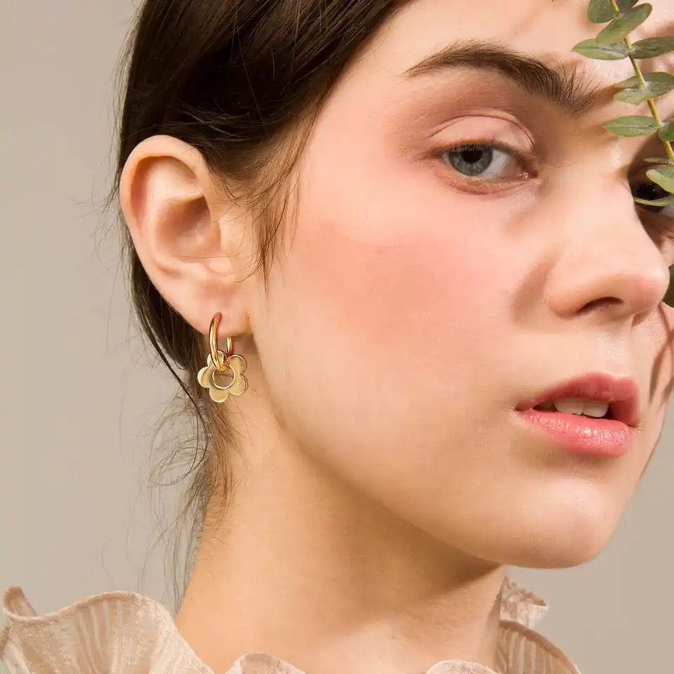 Zoey Gold Hoops (preorder- arriving end February) - Little Bird Designs